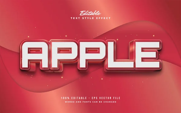 Red Apple Text Style Embossed Effect Editable Text Effect — Stock Vector