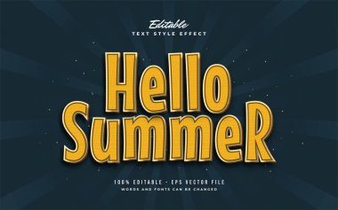 Klasik ve Çizgi Film Tarzı ile Sarı Renkli Merhaba Yaz Metni. Düzenlenebilir Metin Biçimi Efekti