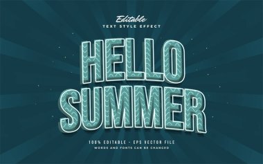 Merhaba Mavi Vintage tarzında Eğri Efektli Yaz Metni. Düzenlenebilir Metin Biçimi Efekti