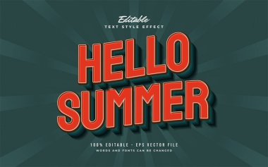 Wavy Efektli Portakal Tarzı Merhaba Yaz Metni. Düzenlenebilir Metin Biçimi Efekti