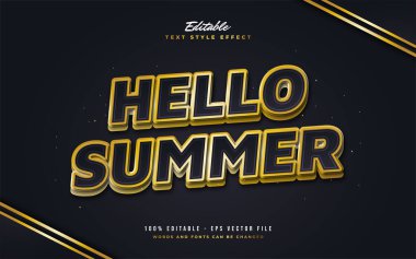 Hello Summer Text in Black and Yellow with Embossed Effect. Editable Text Style Effect