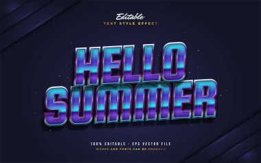 Hello Summer Text in Colorful Retro Style. Editable Text Style Effect