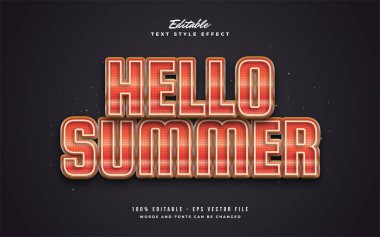 Hello Summer Text in Bold Orange with Textured and Embossed Effect. Editable Text Style Effect