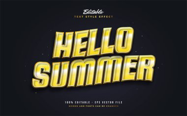 Hello Summer Text in Bold Yellow with Wavy Effect. Editable Text Style Effect
