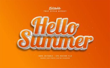 Merhaba Orange and White 'da Kabartmalı Yazın Yazı Efekti. Düzenlenebilir Metin Biçimi Efekti