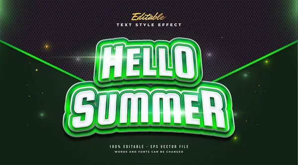 Kalın Yeşil ve Beyaz Eğri Efektli Merhaba Yaz Metni. Düzenlenebilir Metin Biçimi Efekti