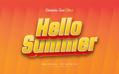 Merhaba Kalın Turuncu Yazı, 3 boyutlu ve Kabartmalı Efekt. Düzenlenebilir Metin Biçimi Efekti