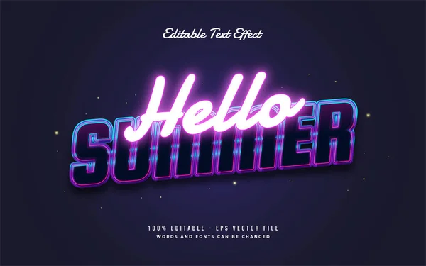 Ahoj Letní Text Retro Stylu Zářivý Neonový Efekt Efekt Upravitelného — Stockový vektor