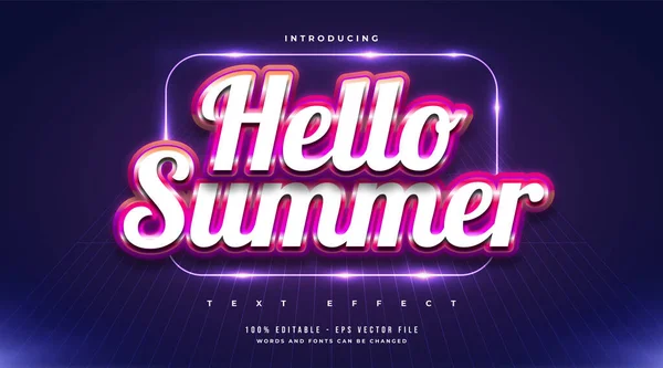Hello Summer Text Colorful Style Embossed Effect Editable Text Effect — Vettoriale Stock
