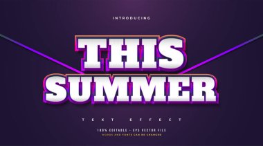 Retro ve Renkli Gradyan Çizgi Film Tarzı ile Bu Yaz Metni. Düzenlenebilir Metin Biçimi Efekti