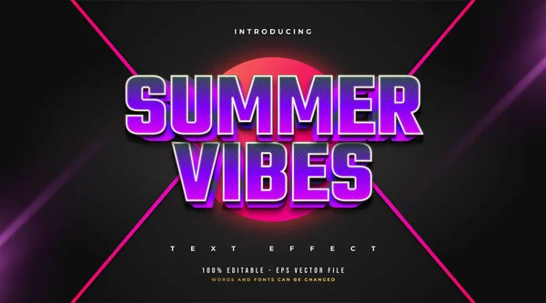 Summer Vibes Text Bold Purple Embossed Effect Efecto Estilo Texto — Archivo Imágenes Vectoriales