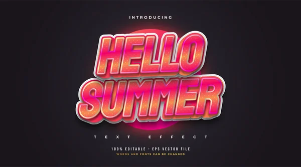 Hello Summer Texte Dans Style Rétro Coloré Avec Effet Gaufré — Image vectorielle