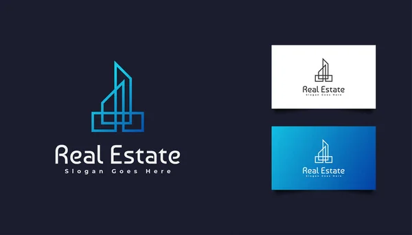 Moderní Minimalistický Real Estate Logo Blue Gradient Šablona Pro Návrh — Stockový vektor