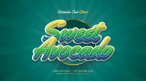 Sweet Avocado Text Style Green Gradient Emboated Effect 원문의 — 스톡 벡터