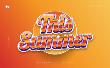 Renkli Retro Biçimli Bu Yaz Metni Kabartmalı Efekt. Düzenlenebilir Metin Biçimi Efekti