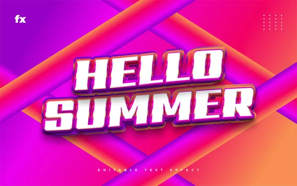 Hello Summer Text Πολύχρωμο Ρετρό Στυλ Τρισδιάστατο Ανάγλυφο Εφέ Επεξεργασία — Διανυσματικό Αρχείο