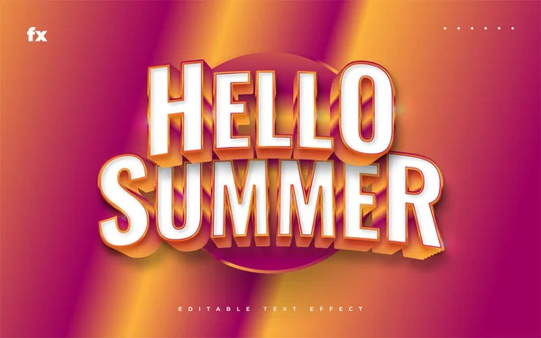 Hello Summer Text Barevném Retro Stylu Reliéfním Efektem Efekt Upravitelného — Stockový vektor