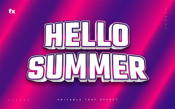 Hello Summer Text Barevném Retro Stylu Reliéfním Efektem Efekt Upravitelného — Stockový vektor