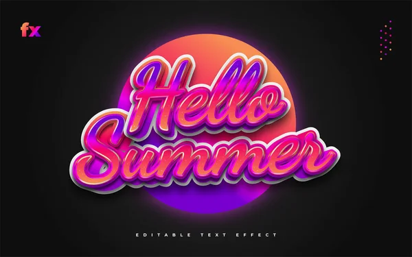 Hello Summer Text Πολύχρωμο Gradient Ανάγλυφο Αποτέλεσμα Επεξεργασία Εφέ Στυλ — Διανυσματικό Αρχείο