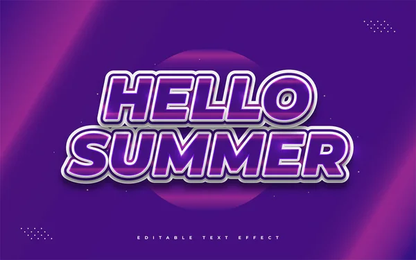 Hello Summer Text Colorful Gradient Embossed Effect Efekt Upravitelného Stylu — Stockový vektor