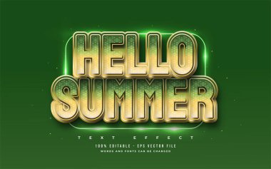 Kabartmalı Yeşil ile Merhaba Yaz Metni Efekti. Düzenlenebilir Metin Biçimi Efekti