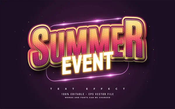 Texto Del Evento Verano Degradado Colorido Con Efecto Neón Brillante — Vector de stock