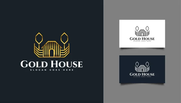 Logo Gold House Avec Style Ligne Pour Les Affaires Immobilières — Image vectorielle