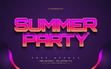 Renkli Retro Stili Yaz Partisi Metni Kabartmalı Efekt. Düzenlenebilir Metin Biçimi Efekti