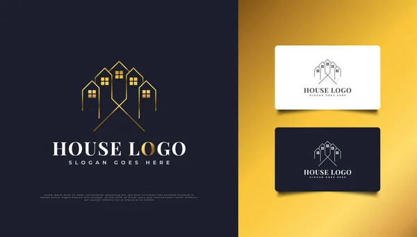 Design Logo Maison Luxe Avec Style Ligne Adapté Logo Industrie — Image vectorielle