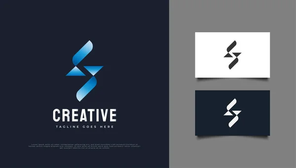 Abstract Futuristic Initial Letter Logo Design Blue Gradient Vector Logo — ストックベクタ