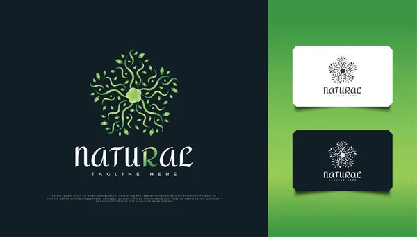 Natura Green Leaf Ornament Logo Design Nadaje Się Spa Uroda — Wektor stockowy