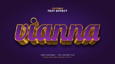 Lüks Violet ve Altın Metin Biçimli 3 boyutlu Kabartmalı Efekt. Düzenlenebilir Metin Biçimi Efekti