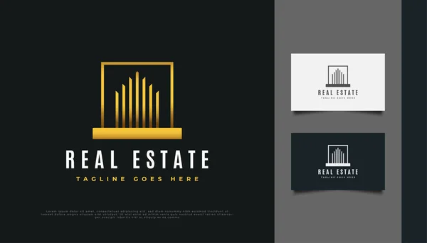 Diseño Abstracto Del Logotipo Bienes Raíces Lujo Degradado Oro Diseño — Vector de stock
