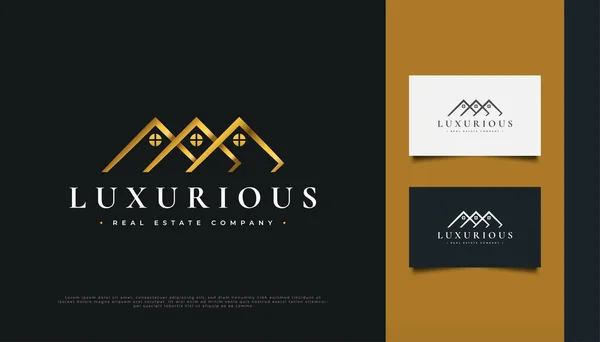 Design Logo Casa Ouro Luxo Para Identidade Indústria Imobiliário Construção —  Vetores de Stock