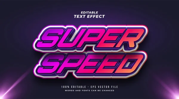 Super Speed Tekst Met Kleurrijke Retro Stijl Effect Bewerkbaar Effect — Stockvector