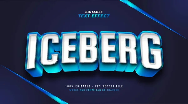 Blue Iceberg Style Embossed Effect Эффект Редактируемого Текста — стоковый вектор