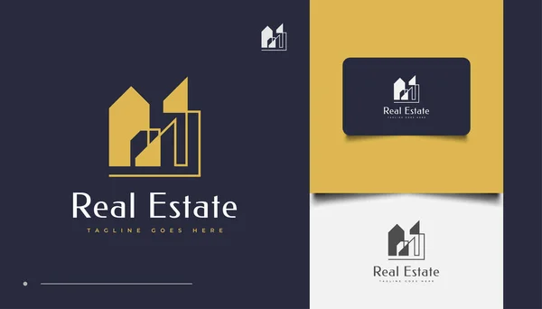 Αφηρημένη Και Μινιμαλιστική Real Estate Logo Design Κατασκευή Αρχιτεκτονική Λογότυπο — Διανυσματικό Αρχείο