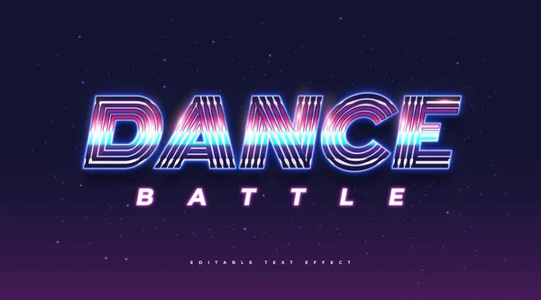 Texto Dança Estilo Retrô Colorido Efeito Neon Efeito Estilo Texto — Vetor de Stock