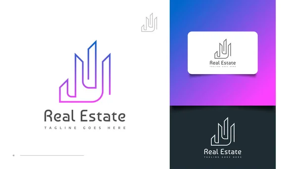 Diseño Abstracto Futurista Del Logotipo Bienes Raíces Colorido Estilo Línea — Archivo Imágenes Vectoriales