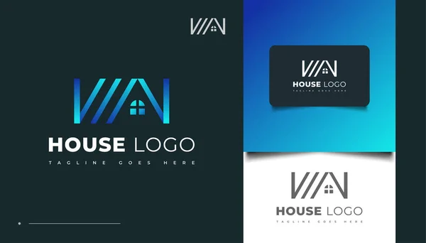 Design Moderne Logo Maison Bleue Pour Logo Affaires Immobiliers — Image vectorielle