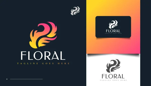 Diseño Logotipo Hoja Ardiente Degradado Colorido — Vector de stock