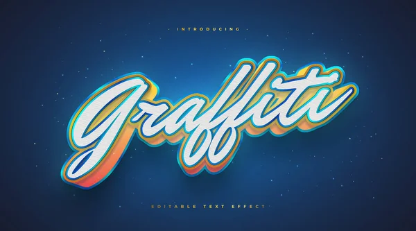Färgglada Graffititext Stil Med Glödande Effekt Redigerbar Texteffekt — Stock vektor