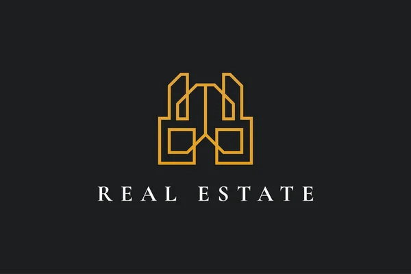 Abstract Minimalist Real Estate Logo Design Line Style 의줄임 말입니다 — 스톡 벡터