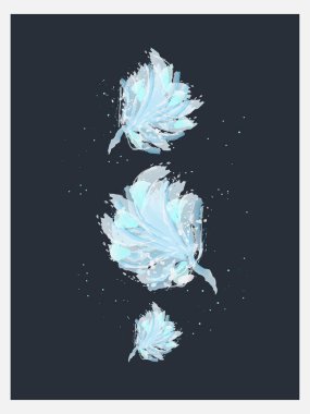 Watercolor Biçimli Soyut Mavi Yaprak İllüstrasyonu, Duvar Dekorasyonu, Kapağı, Davetiye, Poster, Kart, Banner, Flyer ve diğerleri için Uygun