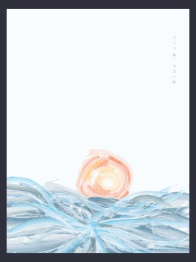 Güneş ve Deniz 'in soyut Minimalist İllüstrasyonu, Duvar Dekorasyonu, Kapağı, Davetiye, Poster, Kart, Banner, Flyer ve diğer