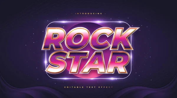 Texto Estrela Rock Colorido Estilo Retrô Com Brilho Efeito Brilhante — Vetor de Stock