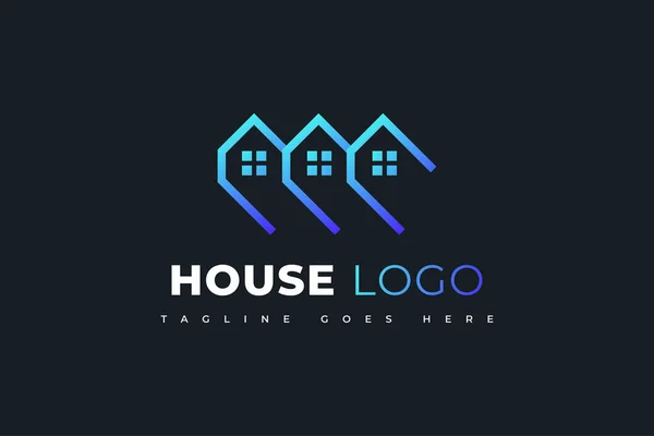 Design Logo Immobilier Bleu Moderne Futuriste Modèle Conception Logo Construction — Image vectorielle