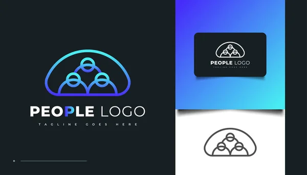 People Logo Design Blue Modern Style Halk Topluluk Aile Yaratıcı — Stok Vektör