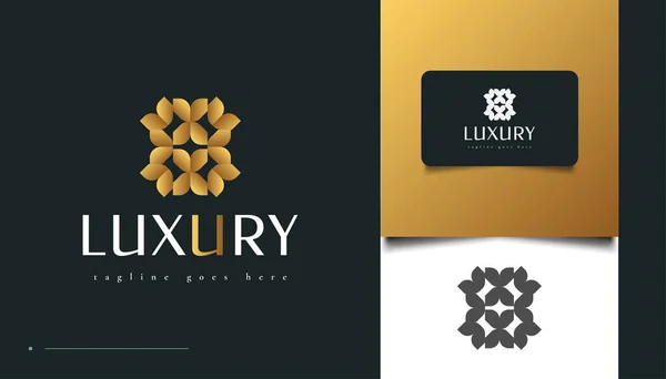 Luxury Leaves Logo Design Gold Gradient Logotipo Floral Para Identidade —  Vetores de Stock