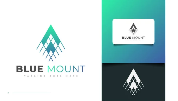 Diseño Logotipo Montaña Azul Abstracto Minimalista — Archivo Imágenes Vectoriales